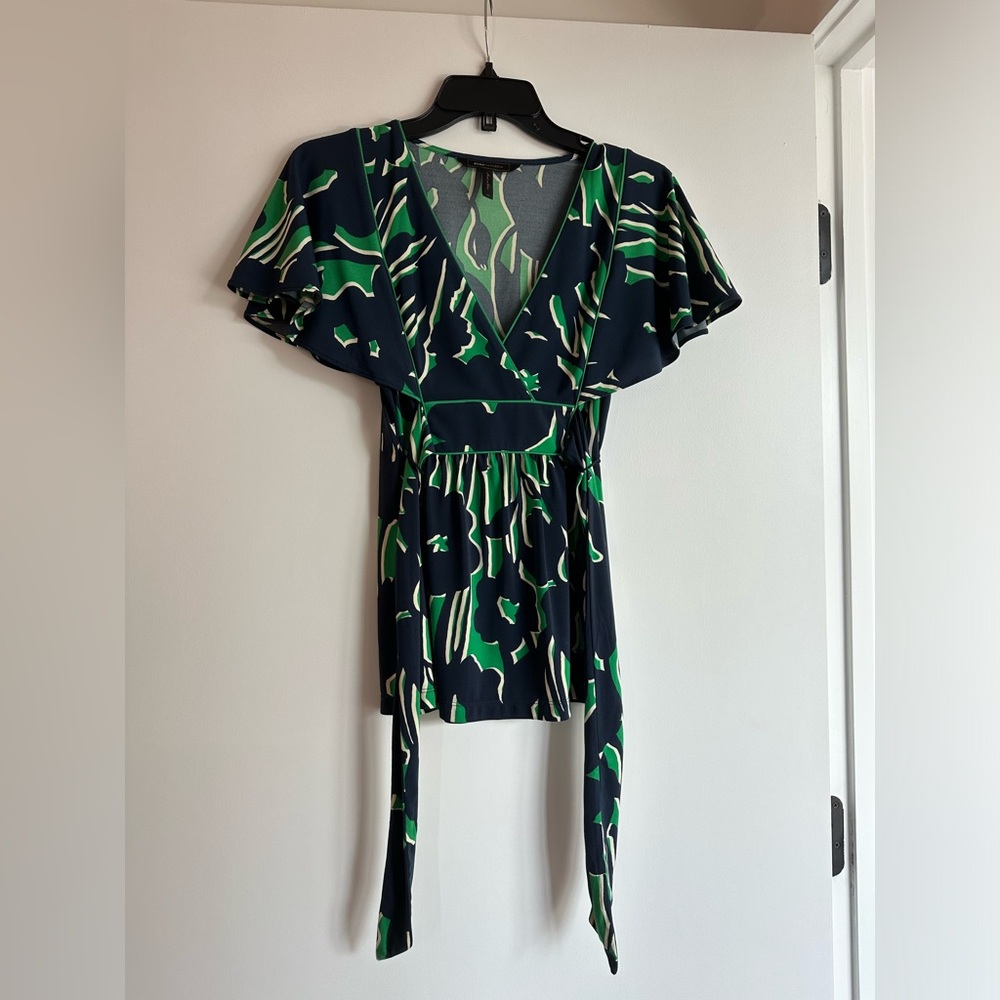 BCBG blue and green top